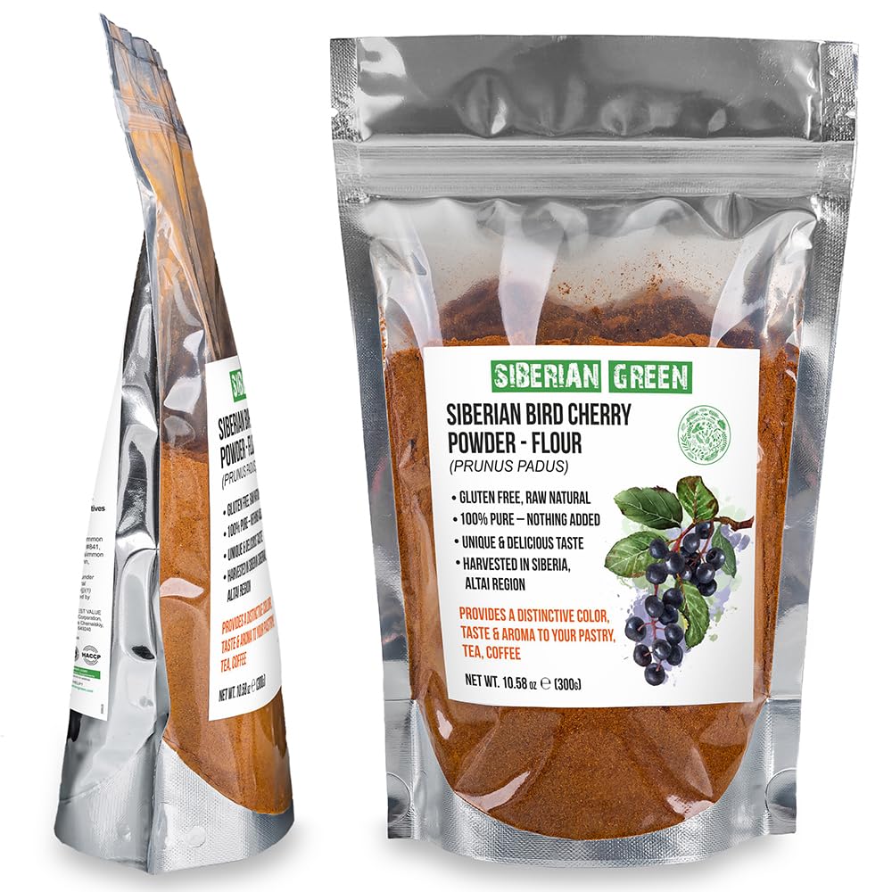 Authentic Siberian Bird Cherry Powder (Flour), Gluten free, Raw Natural 300gr/10.58oz Altai Region Wild Harvested
