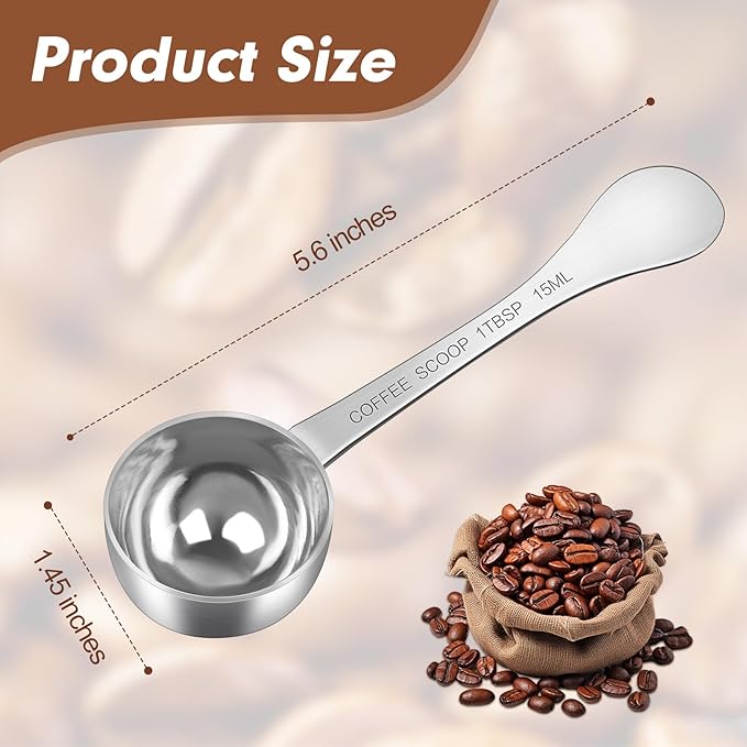 1PCS Coffee Scoop(1TBSP | 3TSP | 15ML), Stainless Steel Measuring Spoon, Food Grade Scooper for Ground Coffee, Bean, Powder, Espresso