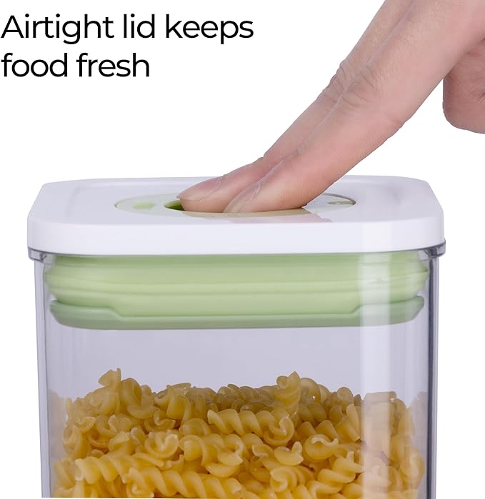 linoroso Pop Airtight Food Storage Containers with Date Recording Lids, Stackable Plastic Storage Containers Set of 7, Dry Cereal Container Set for Pantry Countertop Fridge Organization