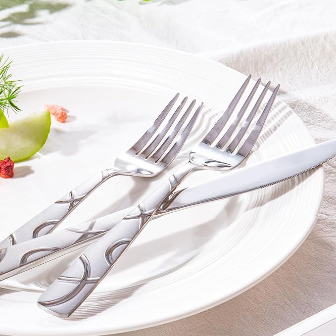 HIKAA Gift Wrap Silverware Set Stainless Steel Flatware Set for Gift, Cutlery Set for Present (60, Flower)