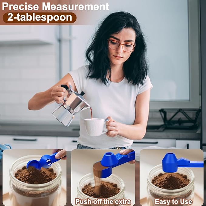 Palksky Coffee Scoop & Funnel for Reusable K Cup Refillable Coffee Pods,2 Tablespoon Coffee Measuring coffee Scooper,1PCS(Blue)