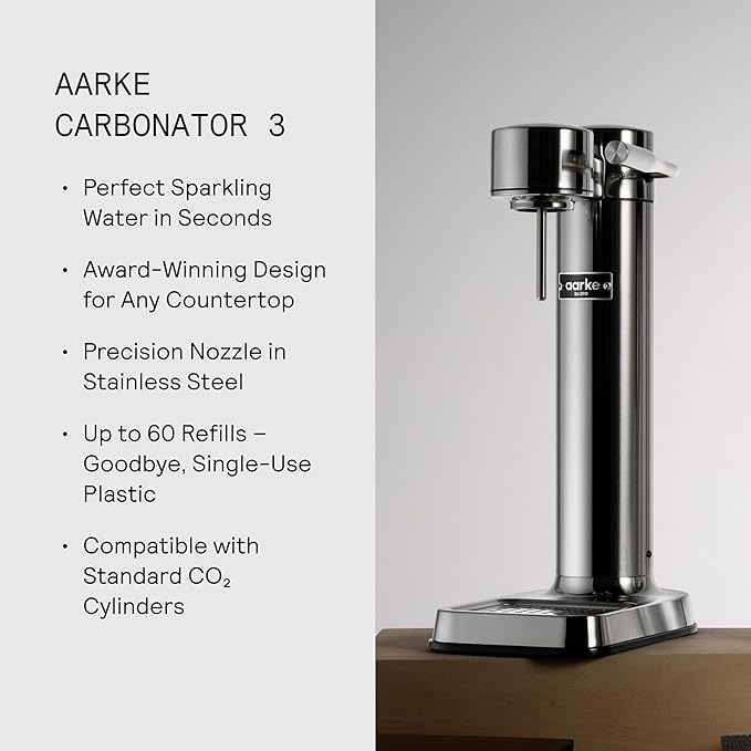 aarke - Carbonator III Premium Carbonator-Sparkling & Seltzer Water Maker-Soda Maker with PET Bottle (Stainless Steel)
