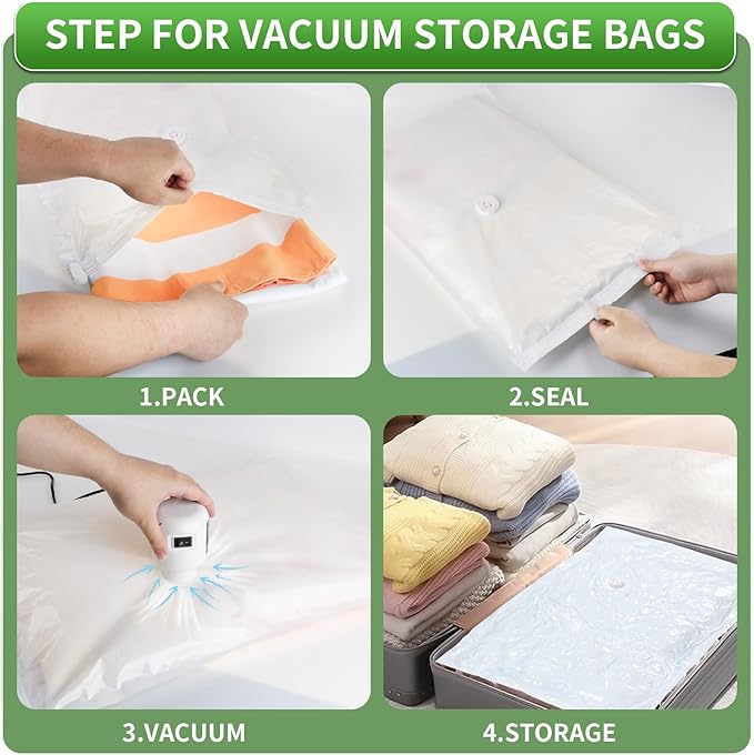 ZXA Vacuum Storage Bags with Electric Air Pump, 5 Pack Large 32''x 24'' Vacuum Seal Bags for Clothing, Space Saver Vacuum Storage Bags for Blanket, Duvets, Pillows, Comforters - White