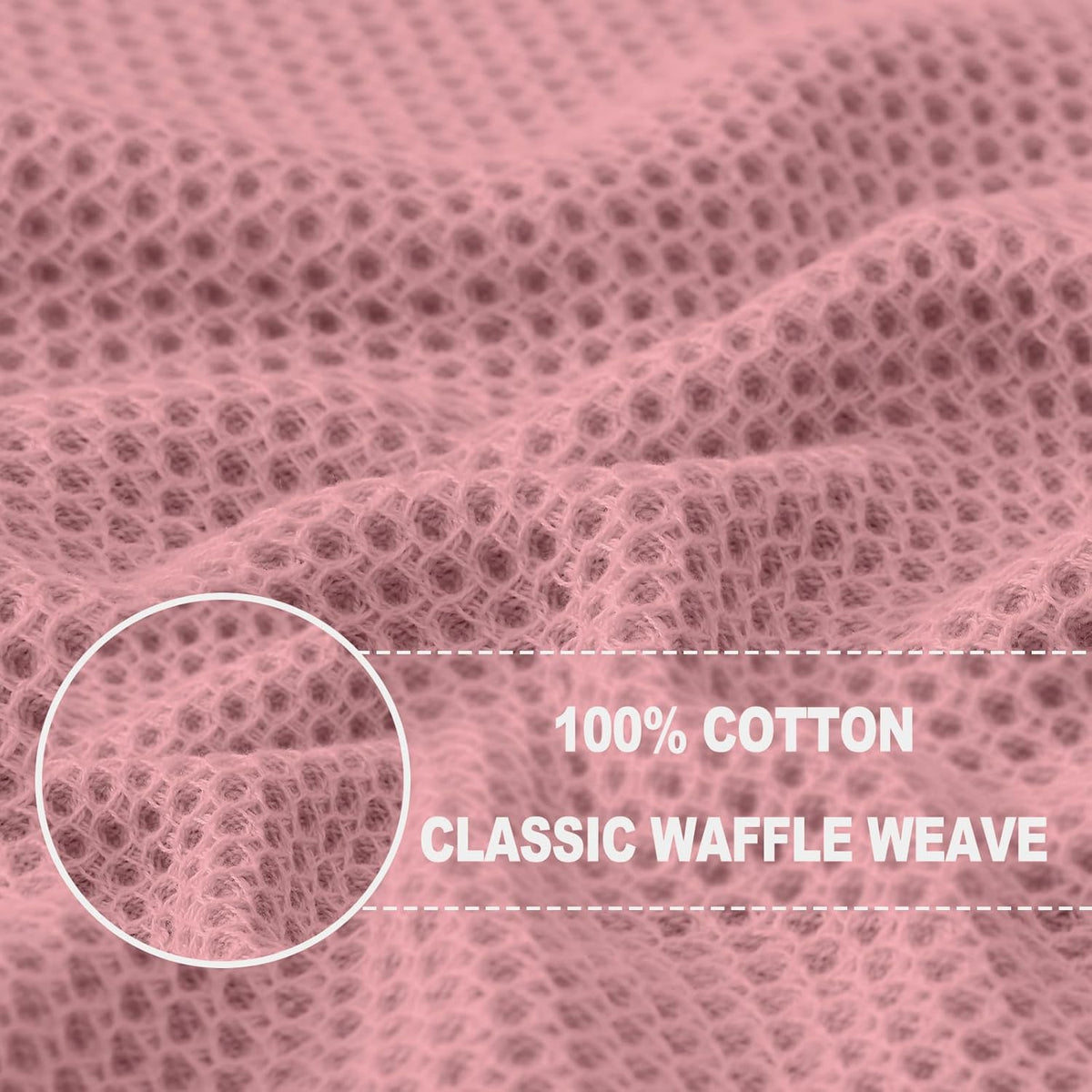 Homaxy 100% Cotton Waffle Weave Kitchen Dish Towels, Ultra Soft Absorbent Quick Drying Cleaning Towel, 13 x 28 Inches, 6-Pack, Dried Rose
