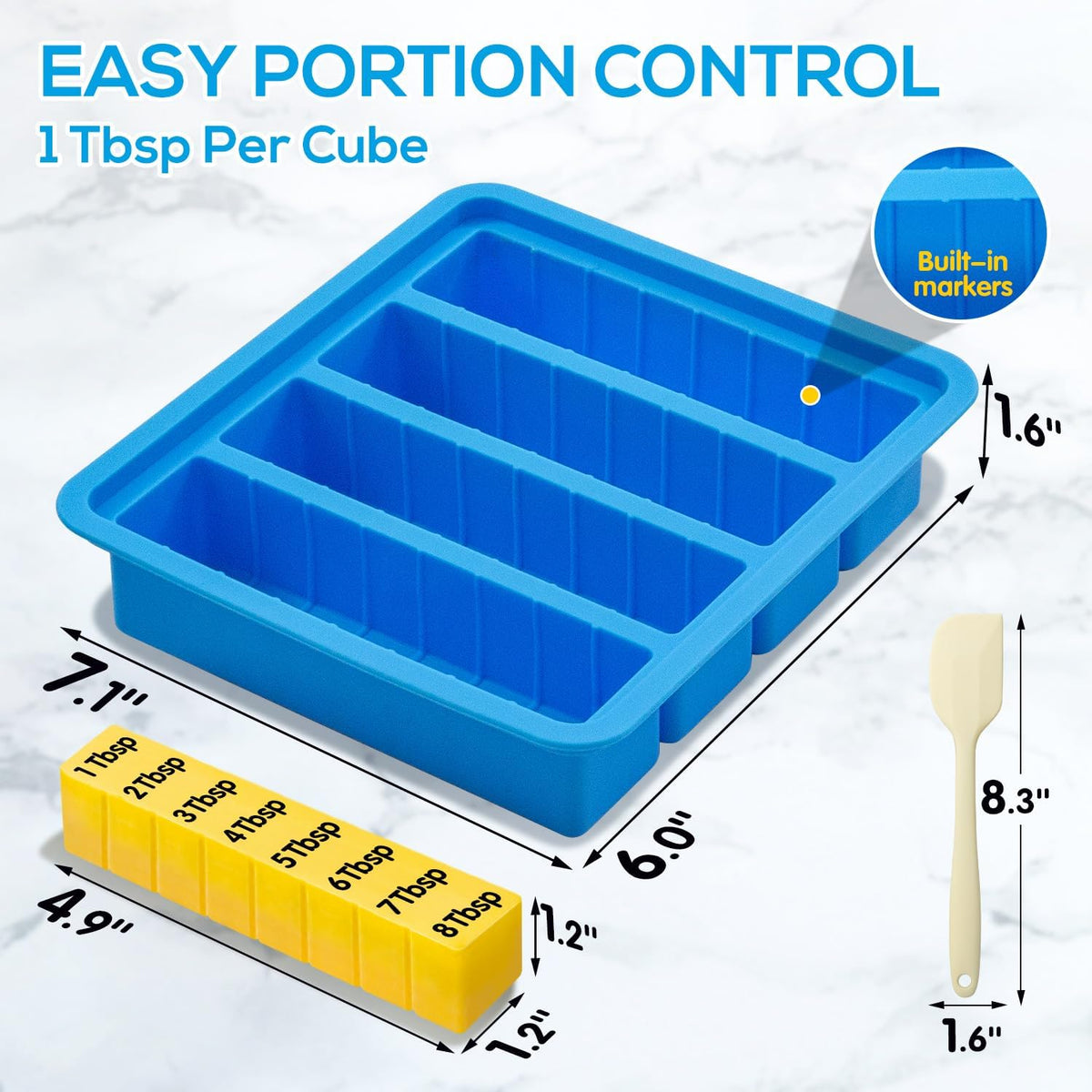 2PCS Silicone Butter Mold with Lid & Spatula, Non-Stick Butter Maker Tray and Container for Homemade Butter Storage, Baking, Freezing