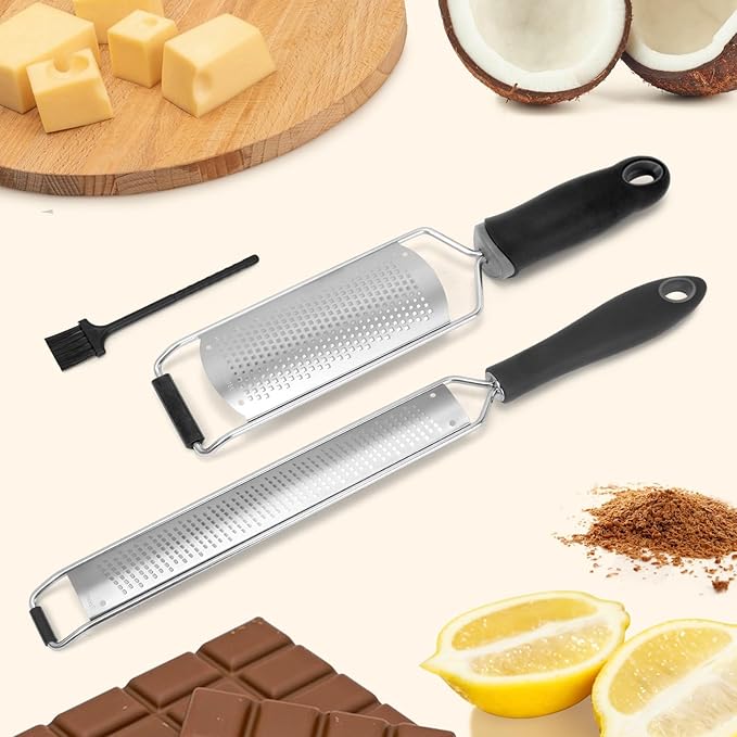 Lemon Zester Grater with Handle, Fine Graters for Kitchen, Cheese Grater Handheld, Hand Grater Zester Tool Stainless Steel