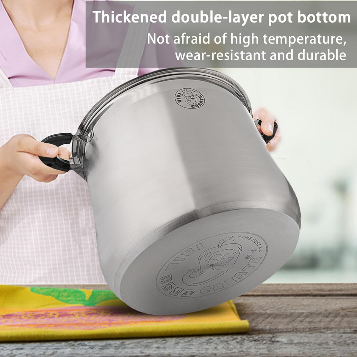 VivicreateStainless Steel Stock Pot with Lid for Induction Cooking Boiling Pasta Stew Soup Large Capacity Cookware with Handles for Kitchen Spaghetti Olla Olla de Acero Inoxidable (11.5 QT)