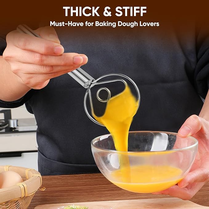 Maxjoy Danish Dough Whisk Stainless Steel Hook Dutch Style Bread Mixer for Sourdough Making Tool