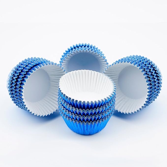 Gifbera Metallic Blue Foil Mini Cupcake Liners Muffin Cups, 300-Count