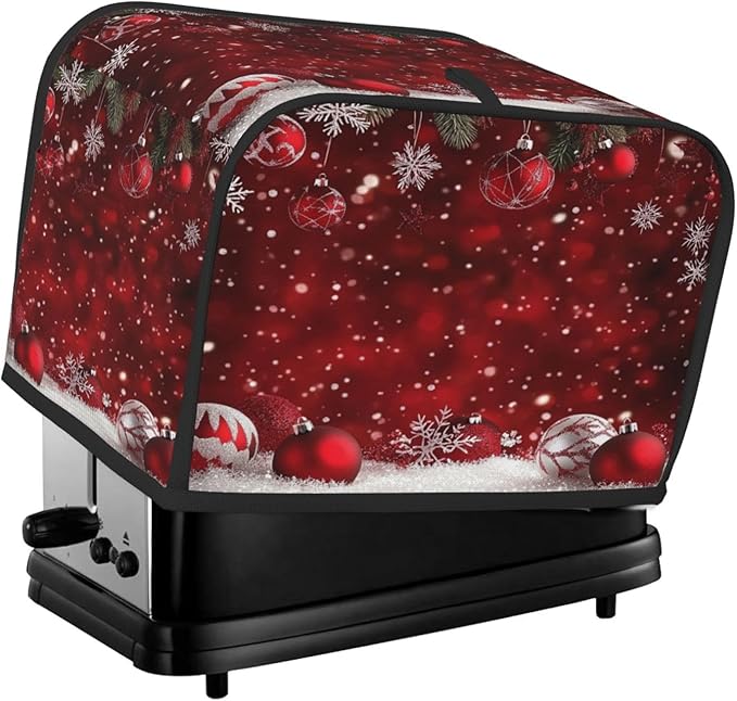 Toaster Cover 2 Slice Christmas Red Ball Winter Kitchen Small Appliance Covers with Pockets Dust and Fingerprint Protection