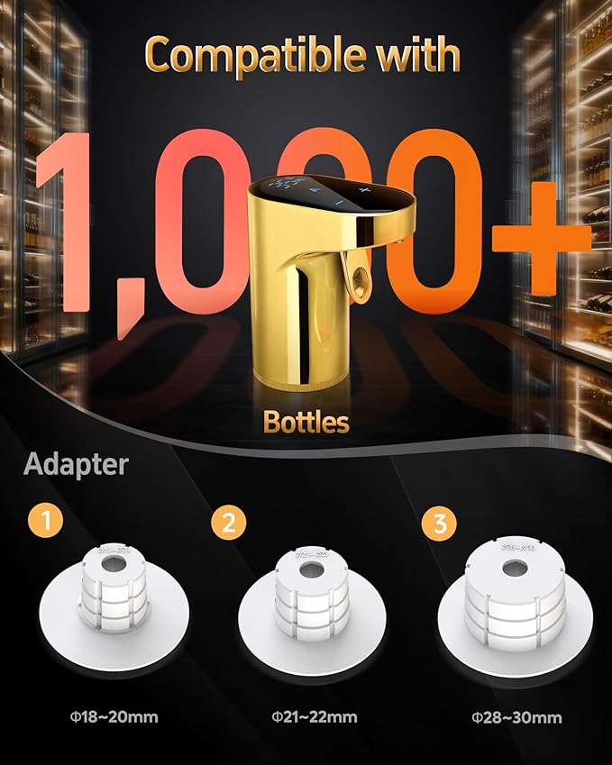 5-in-1 Electric Wine Decanter with Aerator,Digital Alcohol Bottle Dispenser Adjustable Dosing,Smart Whiskey Pourer, Liquor/Spirits Pump Automatic,Nice Gifts for Women Men Mom Dad Husband Boss (Gold)