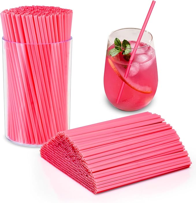 500 Pcs Neon Pink Coffee Stir Sticks Set Acrylic Stir Stick Holder Coffee Stirrers Holder Cocktail Straws Bar Straws Drink Stirrers for Coffee Bar Cocktail Tea Juice Party Supplies Restaurant Decor