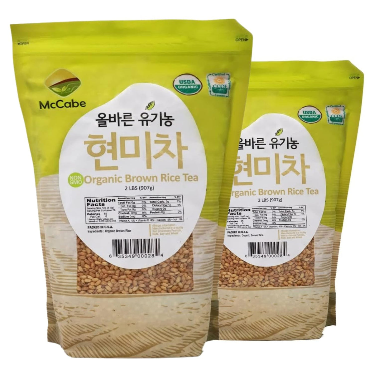 McCabe Organic Brown Rice Tea - Roasted Brown Rice Tea Korean | Rich in Fibers and Minerals | USDA and CCOF Certified Organic | Product of USA | 2 Lbs (32 Oz) Pack of 2