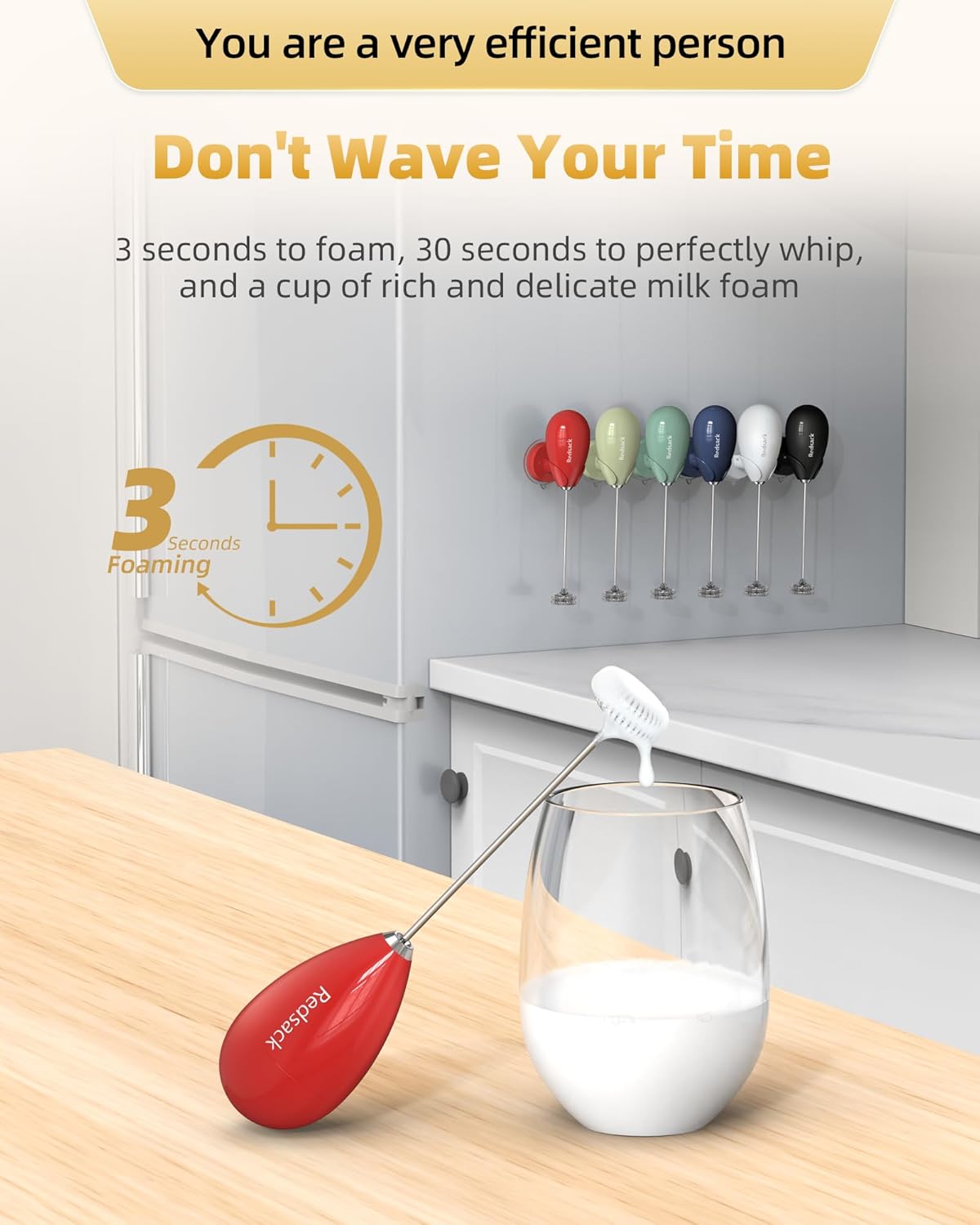 Milk Frother Handheld with Case,USB C Rechargeable Frother Wand for Coffee, Portable Electric Whisk with Stand,Waterproof Hand Drink Mixer Travel for Lattes, Cappuccino, Matcha, Egg (Red)