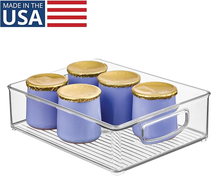 iDesign Stackable Pantry Bin for Kitchen Cabinets, Fridge, or Freezer Storage, Clear, Made in USA