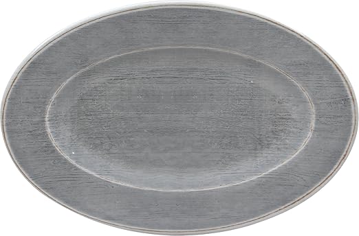 Carlisle FoodService Products Grove Resuable Plastic Oval Plate with Wide Rim for Home and Restaurant, Melamine, 12 x 8 Inches, Smoke, (Pack of 12)