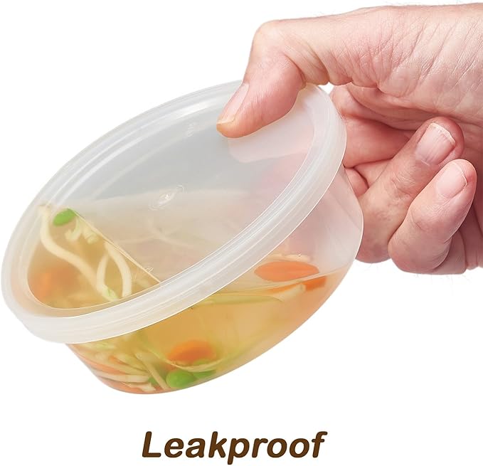 DuraHome - Deli Containers with Lids 8 oz. Leakproof - 40 Pack Plastic Microwavable Clear Food Storage Container/Slime Premium Heavy-Duty Quality, Freezer & Dishwasher Safe
