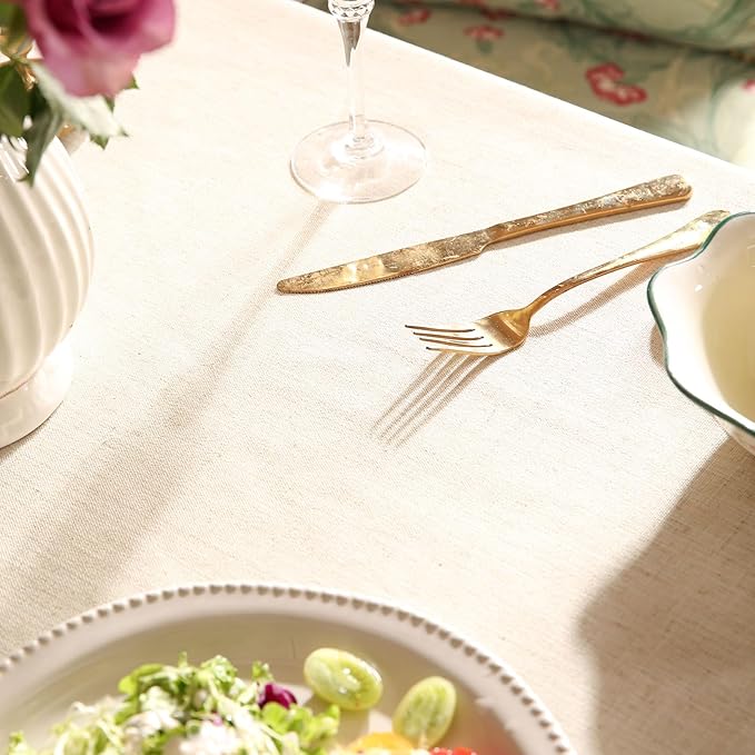 patdrea Designer Vintage Tablecloth for Rectangle Table,Green Linen Leaves Pattern Extra Long Table Cloth,Cover Decor for Kitchen Dining Christmas Thanksgiving,Tea Party,63"x110"-Cecilia D