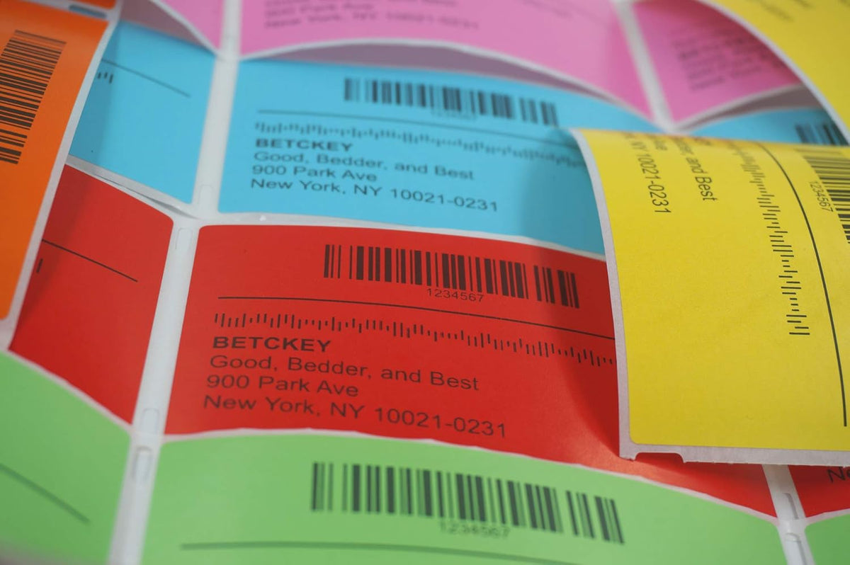 BETCKEY - 1" x 0.5" Small Labels Compatible with Zebra & Rollo Label Printer, Premium Adhesive & Perforated[Light Blue, 6 Rolls, 14580 Labels]