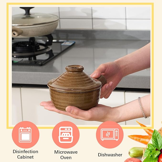 Maxdot 2 Set Egg Cooker Egg Microwave Cooker with Lid and Hollow Hand Ceramic Microwave Egg Poacher Cooker for Household Use and Food Preparation