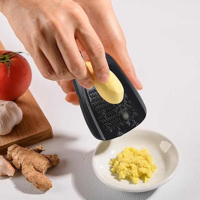 Kitchen Gadgets Set 5 Pieces, Space Saving Cooking Tools Kitchen Accessories - Fruit/Vegetable Peeler, Cheese/Chocolate Grater, Bottle Opener, Pizza Cutter, Garlic/Ginger Grinder Gift Set (Black)