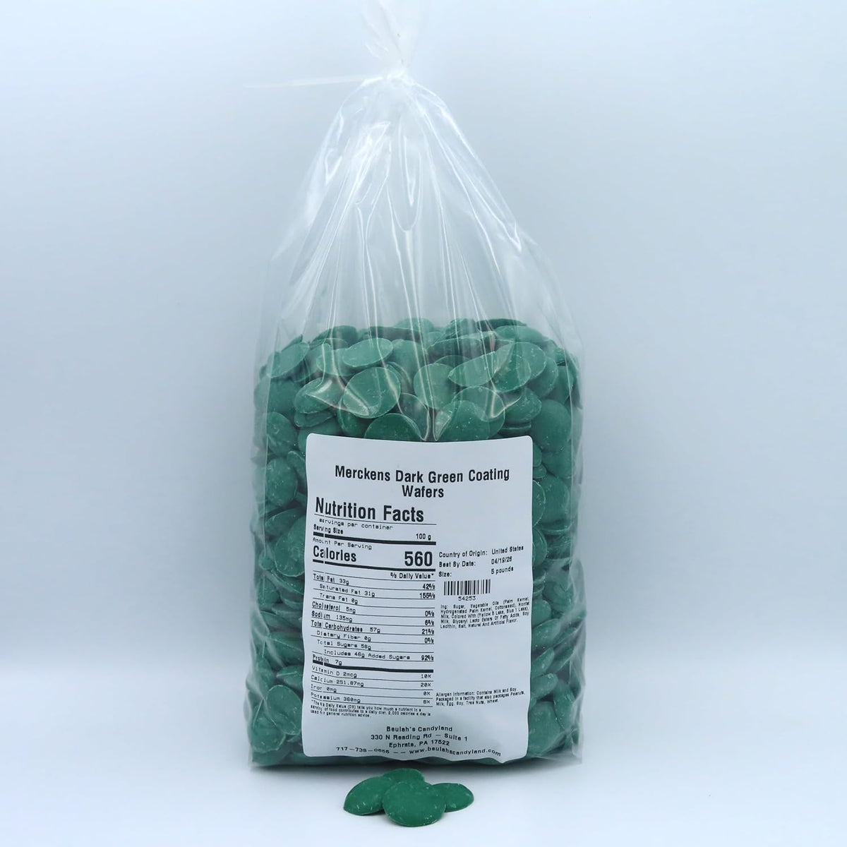 MERCKENS Coating Wafers, Dark Green Melting Chocolate, 5 Pound Package