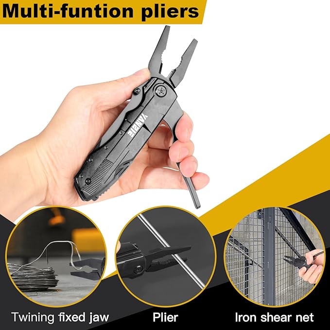 Gift for Dad/Men/Kids, Multitool Pocket Knife with Switch Blades, Can Opener, Wire Cutter, Plier Screwdrivers, Fishing Knife for Camping Hunting