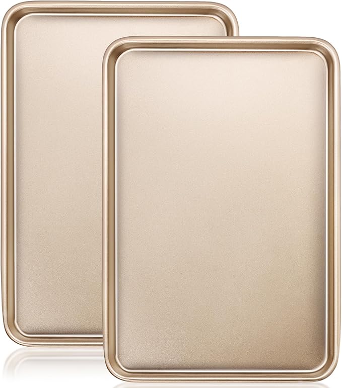 Baking Sheet Pan Set of 2, Wildone Commercial Cookie Sheets for Baking, Nonstick Carbon Steel Oven Tray Half Sheet Pan 17.5x12 Inch, Heavy Duty & Easy Clean