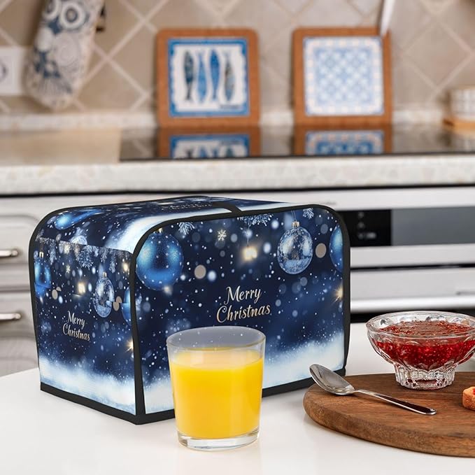 Toaster Cover 2 Slice Christmas Ball Blue Snow Winter Kitchen Small Appliance Covers with Pockets Dust and Fingerprint Protection