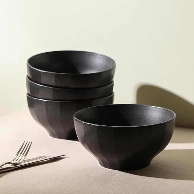 Stone Lain Rio 4-Piece Bowl Set Stoneware, Black