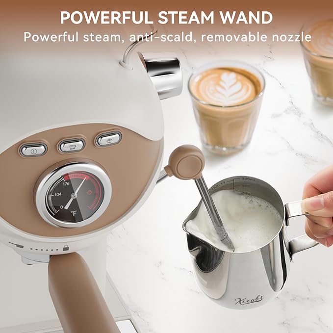 XIXUBX Espresso Machine, 20 Bar Pump Temperature Control, Compact Espresso Maker with Steam Milk Frother, Professional Coffee Makers for Home, Cappuccino Latte Machine, Gifts for Coffee Lover