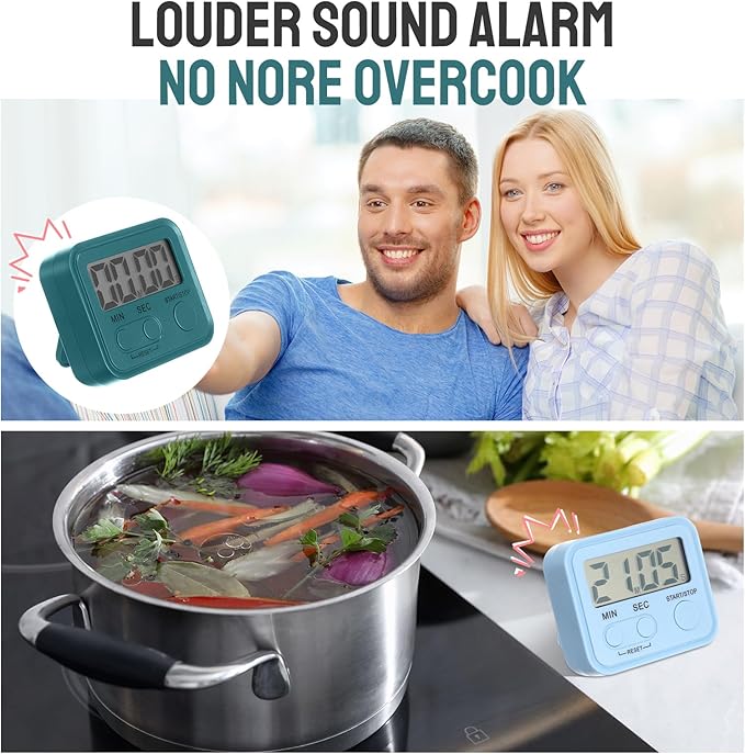 Weewooday 24 Pcs Digital Kitchen Timer Magnetic Timer Bulk On/Off Switch Minute Second Count up Countdown Loud Alarm for Exercise Cook Baking (Vivid Color)