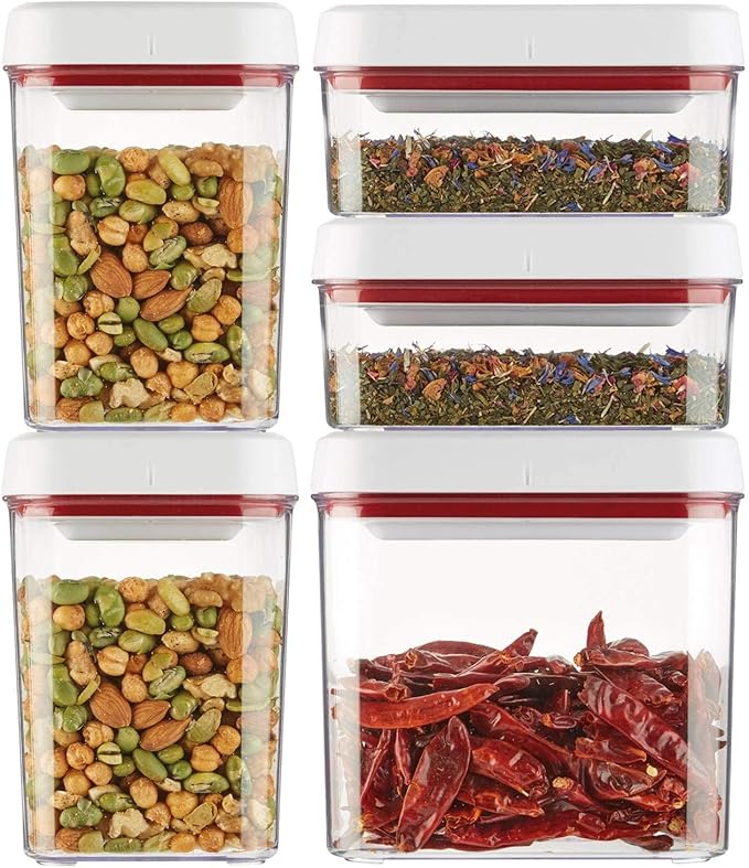 Zyliss Twist & Seal 5-Piece Storage Container Set - Airtight Food Storage Containers - Coffee, Sugar, Cereal, Flour, Pasta and Snack Containers - BPA-Free Food Storage - 5 Pieces