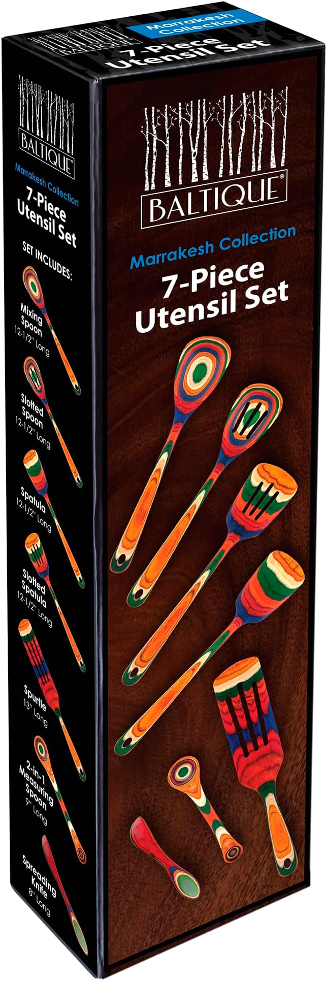 Totally Bamboo Baltique Marrakesh Collection 7 Piece Cooking Utensil Set, Safe for Nonstick