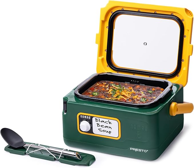 Presto 06019 8-Quart Nomad Traveling Slow Cooker, Locking Lid, Dry Erase Board, Green/Gold