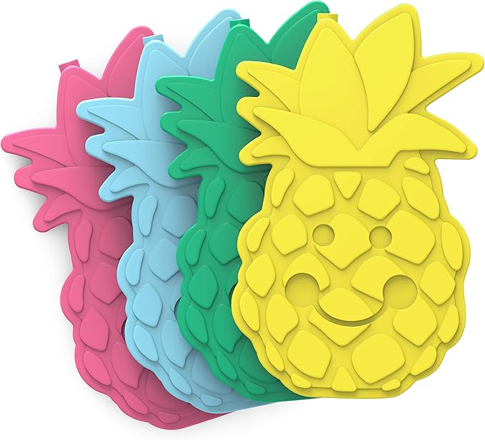 Bentgo Buddies Reusable Ice Packs - Slim Ice Packs for Lunch Boxes, Lunch Bags, and Coolers - Multicolored 4-Pack (Pineapple)