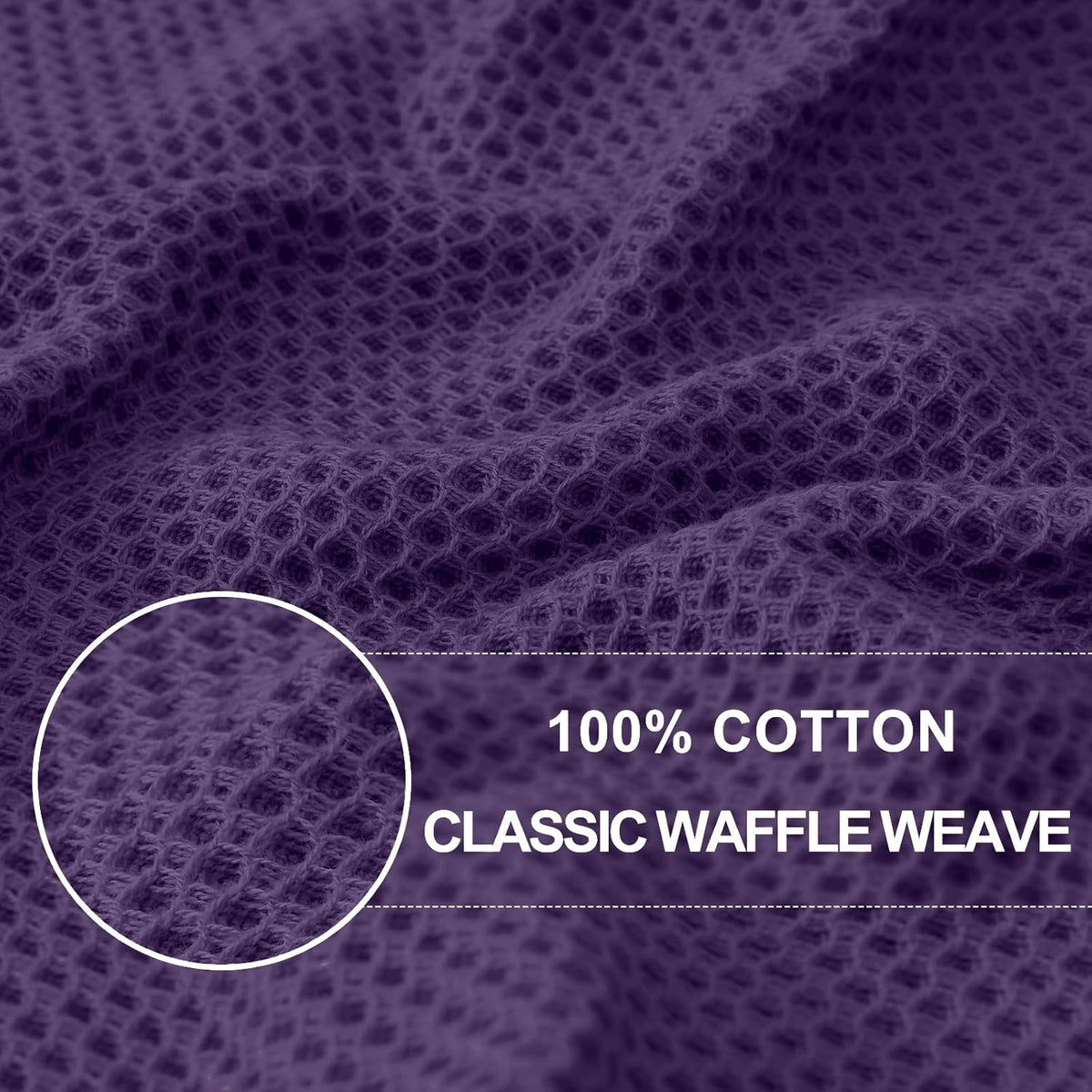 Homaxy 100% Cotton Waffle Weave Kitchen Dish Towels, Ultra Soft Absorbent Quick Drying Cleaning Towel, 13 x 28 Inches, 4-Pack, Eggplant