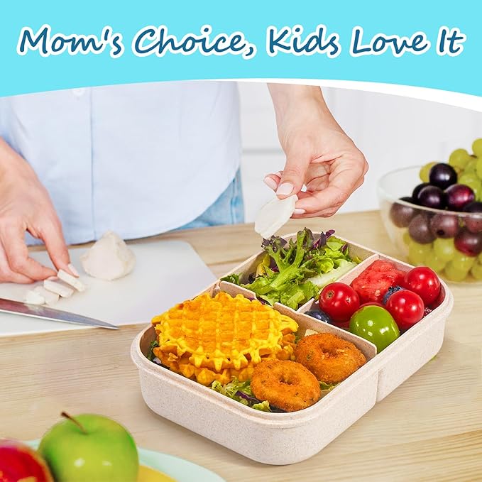 MISS BIG Bento Box for Kids,Leak Proof,Mom’s Choice Kids Lunch Box, No BPAs and No Chemical Dyes,Microwave and Dishwasher Safe Lunch Containers(White)