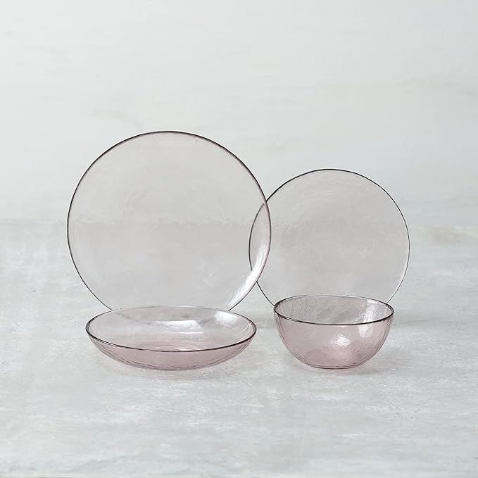 Fortessa Los Cabos Glass Dinnerware Collection, Cereal Salad Fruit Bowl (Set of 4), 6 Inch/21oz, Pink