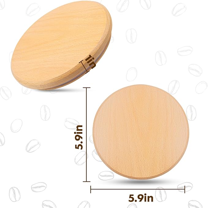 for Breville Barista Express Espresso Machine, Coffee Bean Replacement Lid on Coffee Maker Top Wooden Hopper Lid with Sealing Ring, Espresso Machine Accessories Bean Cover, Beech Wood