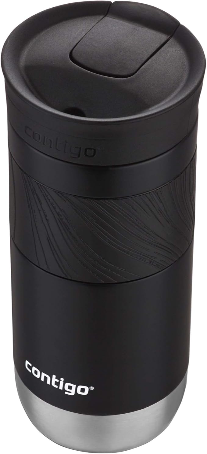 Contigo Byron Vacuum-Insulated Stainless Steel Travel Mug with Leak-Proof Lid Reusable Coffee Mug or Water Bottle BPA-Free 16oz Licorice Keeps Beverages Hot for 6 Hours or Cold for 12 Hours