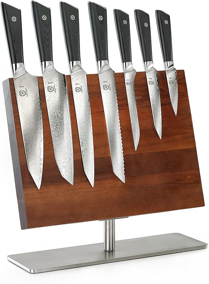 Mercer Culinary Premium Grade Super Steel 8-Piece Knife Set with Magnetic Stand, G10 Handles