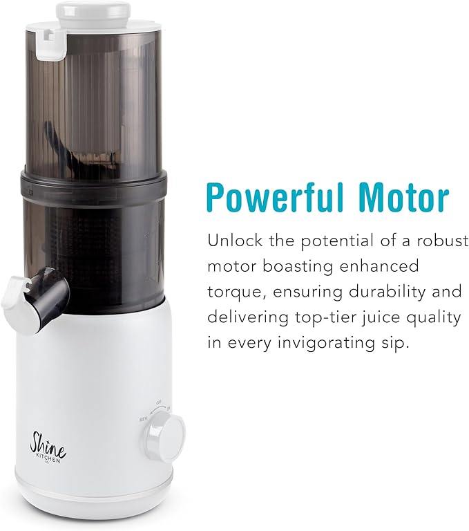 Shine Multi-Batch Compact Cold Press Juicer SMB-1, Hands-Free, Hopper Continuous Feed, Portable