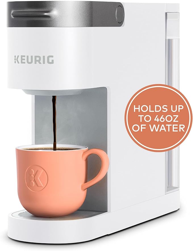 Keurig K-Slim Single Serve K-Cup Pod Coffee Maker, Multistream Technology, 3 Brew Sizes, Slim and Sleek Design, 46oz Removable Reservoir, White