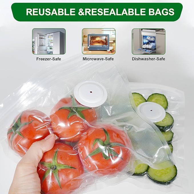Reusable Vacuum Sealer Bags for Food Storage, 30 Pack BPA-Free (10.23 * 11 in), Freezer & Microwave Safe, Odor & Leak Resistant Vacuum Sealer Vacuum Bag