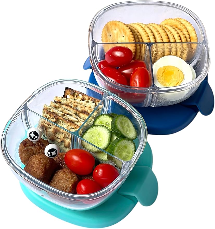 Yumbox Snack Bowl, Leakproof 3 Compartments, Removable Lid, Microwave, Dishwasher Safe, Kids Snacks, Granola Bowl, Snacks for school, work, travel (Hazy Purple)