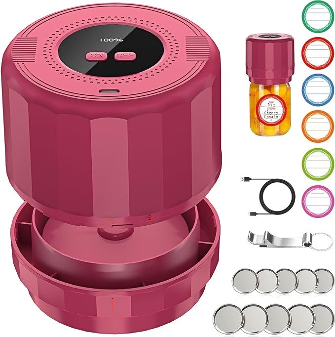 UNERVER M11 Mason Jar Vacuum Sealer - Electric Mason Jar Vacuum Sealer Kit with Wide and Regular Mouth Mason Lids, Jar Vacuum Sealer for Canning Jars, Vacuum Sealing Machine for Food Storage