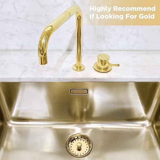 Mudder 3 Pcs Kitchen Sink Drain Strainer and Stopper Stainless Steel Garbage Disposal Plug with Handle Universal Anti-Clogging Kitchen Sink Filter Sieve Basket Strainer(Light Gold)