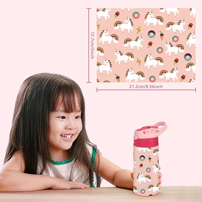 Kids Sublimation Tumbler,8 PACK 12oz Stainless Steel Sublimation Sippy Cup,Double Wall Insulated Kids Tumbler with Handle,Spill Proof lid,Shrink Films,Silicone Bottoms,for Water,Drinks