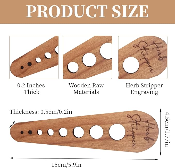 Pottery Herb Stripper Ceramic Herb Stripper Herb Stripping Tool Vegetable Leaf Remover 8 Different Apertures Suitable for Herbs Chef Gifts Cooking Housewives (Wooden) (Caramel)